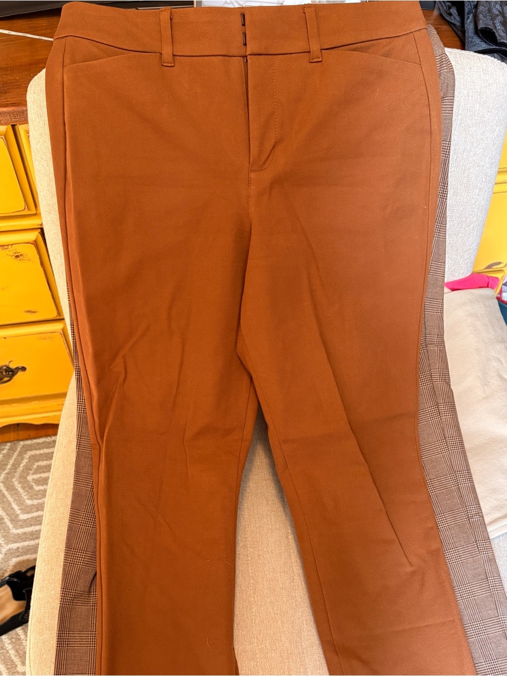 2 pairs!! Old Navy Slim Straight Pants in Rust and plaid